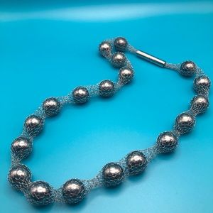 Barbara Silverstein stainless wire faux pearl choker necklace